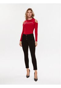 Guess Sweter W3BR80 Z2YK2 Czerwony Slim Fit. Kolor: czerwony. Materiał: wiskoza