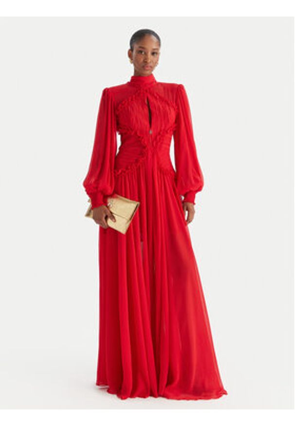Babylon Sukienka wieczorowa S00833 Czerwony Regular Fit. Kolor: czerwony. Materiał: syntetyk. Styl: wizytowy