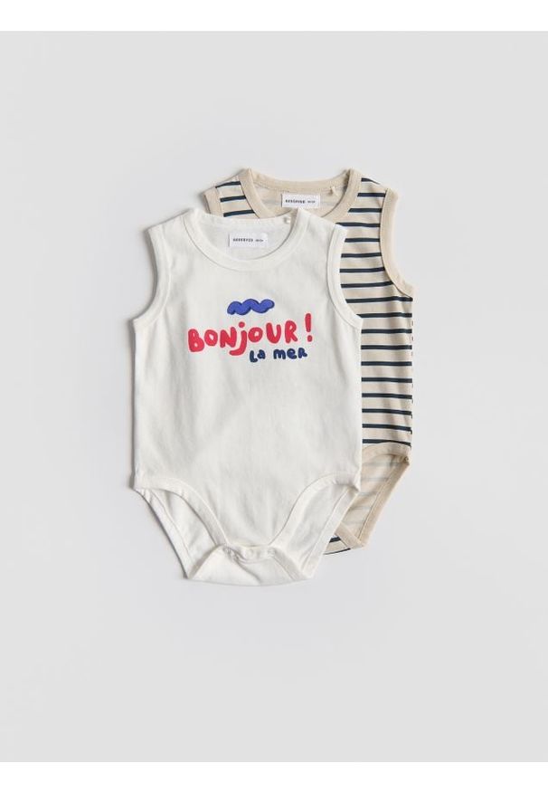 Reserved - Bawełniane body 2 pack - złamana biel. Materiał: bawełna