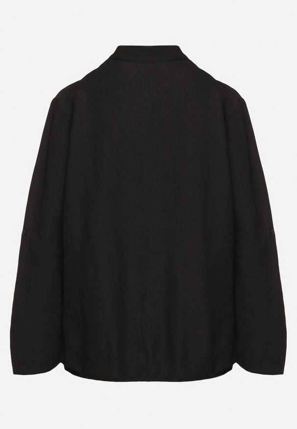 Born2be - Czarna Koszula z Podwijanymi Rękawami Ilanielis. Okazja: na co dzień. Kolor: czarny. Materiał: jeans. Styl: casual, elegancki