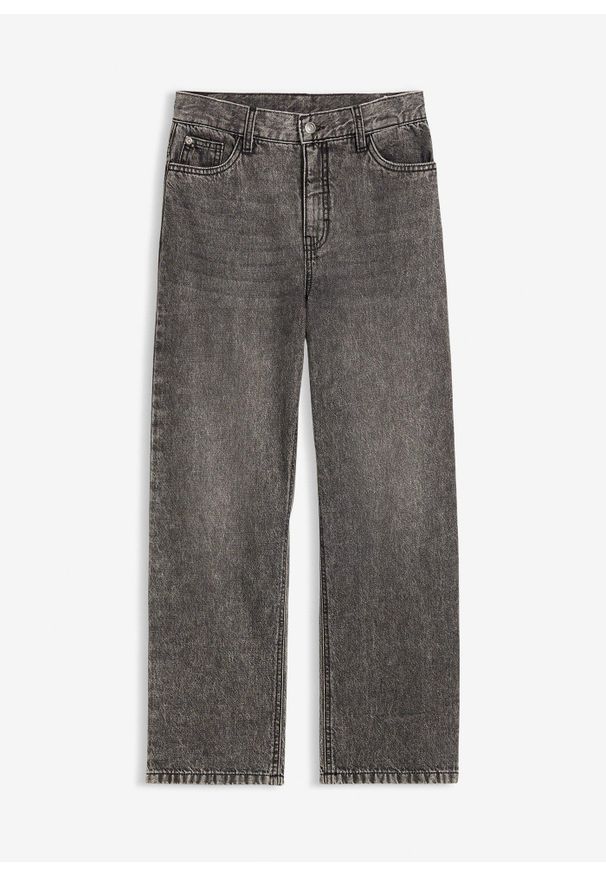 bonprix - Jeansy loose fit z regulowaną talią, straight. Kolor: czarny