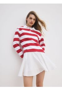 Reserved - Popelinowa spódnica mini - biały. Kolor: biały. Materiał: tkanina, bawełna #1