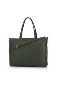Wittchen - Damska torba na laptopa 13" ze skóry groszkowanej ciemna zieleń. Kolor: zielony. Materiał: skóra. Styl: elegancki, biznesowy