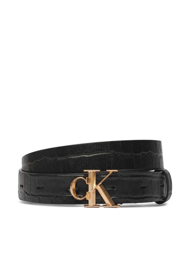 Calvin Klein Pasek Damski Facet Ck Buckle Pebble LV04F7102G Czarny. Kolor: czarny. Materiał: skóra