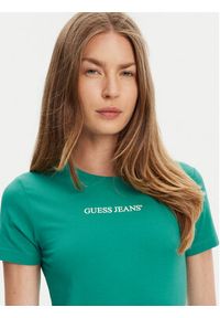 Guess Jeans T-Shirt W4YI01 J1314 Zielony Slim Fit. Kolor: zielony. Materiał: bawełna