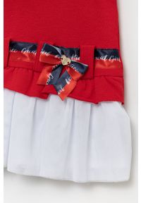 BIRBA&TRYBEYOND - Birba&Trybeyond sukienka dziecięca kolor czerwony mini prosta. Okazja: na co dzień. Kolor: czerwony. Materiał: materiał. Długość rękawa: krótki rękaw. Typ sukienki: proste. Styl: casual. Długość: mini #3