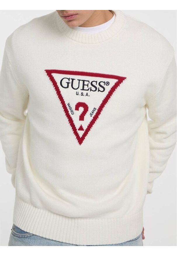 Guess Jeans Sweter M4BR32 Z3HM1 Écru Regular Fit. Materiał: bawełna