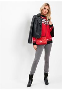 Sweter w norweski wzór bonprix czerwony. Kolor: czerwony. Materiał: poliester, elastan, materiał, akryl, włókno #4