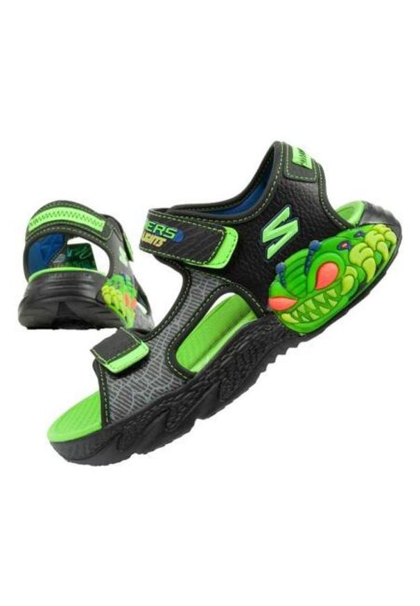 skechers - Sandały Skechers Jr 400614L/BKLM zielone. Zapięcie: rzepy. Kolor: zielony. Materiał: syntetyk, materiał. Szerokość cholewki: normalna