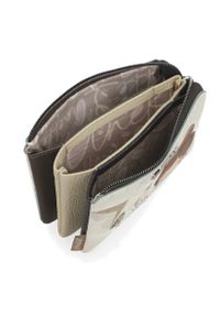 Portfel damski Anekke, z ozdobnym nadrukiem i metalowym logo zapinana na suwak z dekoracyjną zawieszką kompaktowa i praktyczna, beżowa, 42809-015. Kolor: beżowy. Wzór: nadruk #7