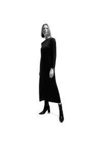 Reserved - PREMIUM Wieczorowa suknia z satyny - Czarny. Kolor: czarny. Materiał: satyna. Styl: wizytowy #1