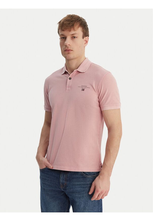 Napapijri Polo Elbas NP0A4GDL Różowy Regular Fit. Typ kołnierza: polo. Kolor: różowy. Materiał: bawełna