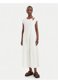 Liu Jo Sport Sukienka codzienna TA6237 J3855 Kremowy Relaxed Fit. Okazja: na co dzień. Kolor: kremowy. Materiał: bawełna. Typ sukienki: proste, sportowe. Styl: sportowy, casual #1