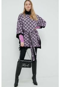 Pinko sweter wełniany damski kolor fioletowy. Kolor: fioletowy. Materiał: wełna #3