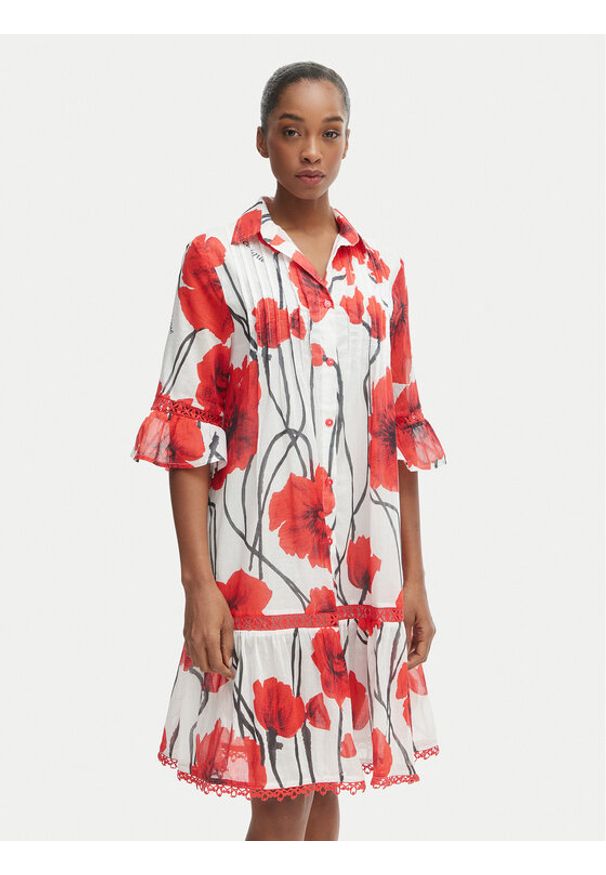 Iconique Sukienka letnia IC26-087 Czerwony Regular Fit. Kolor: czerwony. Materiał: bawełna. Sezon: lato