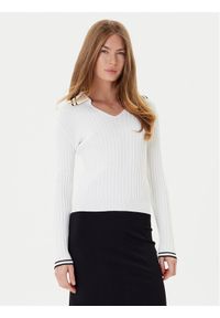 Pinko - PINKO Sweter Linosa 105418 A2PS Biały Regular Fit. Kolor: biały. Materiał: syntetyk