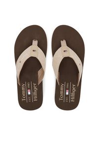 TOMMY HILFIGER - Tommy Hilfiger Japonki Chambray Beach Sandal FM0FM05570 Beżowy. Kolor: beżowy. Materiał: materiał #5