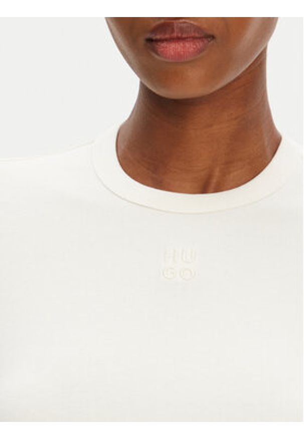 Hugo - HUGO Bluzka Dafilomena_3 50518378 Écru Slim Fit. Materiał: bawełna