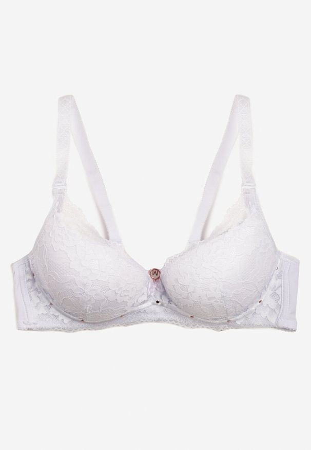 Renee - Biały Biustonosz z Koronką i Funkcją Push Up Wifia. Kolor: biały. Materiał: koronka. Rodzaj stanika: push-up. Wzór: koronka
