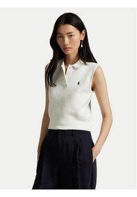 Polo Ralph Lauren Sweter 211970666001 Biały Regular Fit. Typ kołnierza: polo. Kolor: biały. Materiał: bawełna