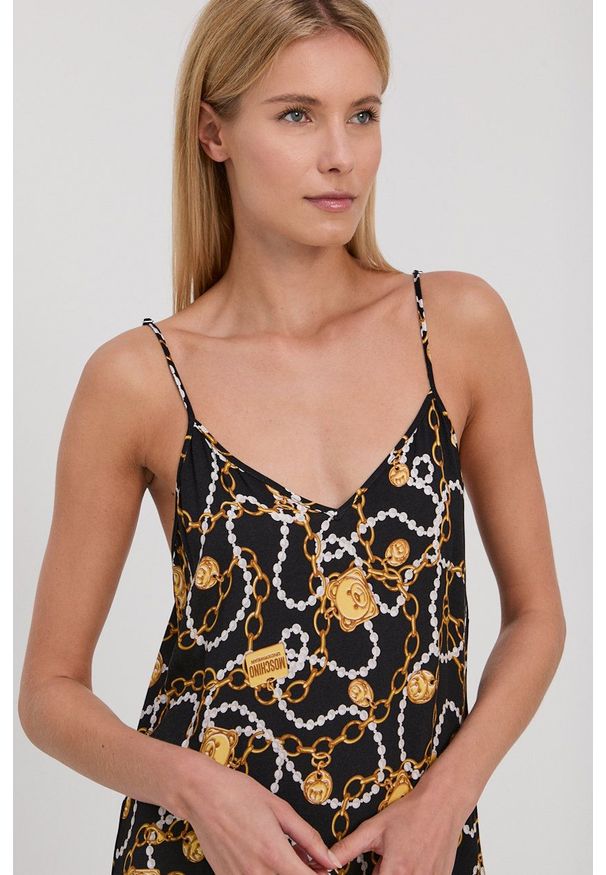 Moschino Underwear Koszula nocna damska kolor czarny. Kolor: czarny. Materiał: materiał
