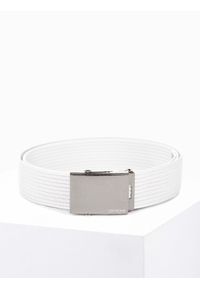 Ombre Clothing - Pasek męski parciany A029 - biały - uniwersalny. Kolor: biały. Materiał: materiał #3