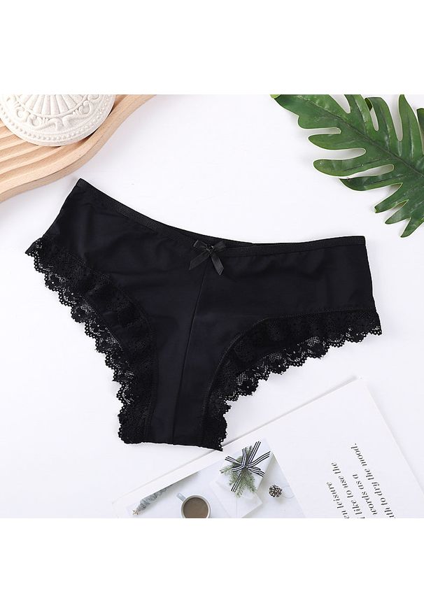 Intica - Koronkowe szorty z wycięciami bielizna damska Eurielle. Kolor: czarny. Materiał: koronka. Wzór: koronka