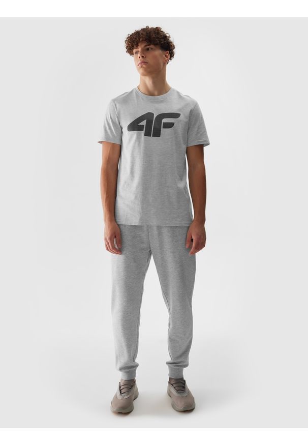 4f - 4F Spodnie dresowe joggery męskie - szare 3XL. Kolor: szary. Materiał: dresówka. Wzór: ze splotem, gładki, jednolity