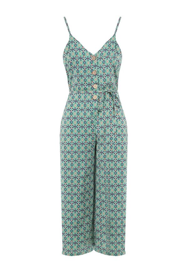 Born2be - Zielony Kombinezon Siffo. Kolor: zielony. Materiał: materiał. Długość rękawa: na ramiączkach. Wzór: jednolity, aplikacja, kolorowy. Sezon: lato