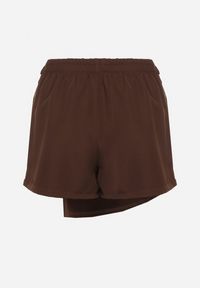 Born2be - Brązowe Asymetryczne Spódnico-Szorty z Wysokim Stanem Vionira. Okazja: na co dzień. Stan: podwyższony. Kolor: brązowy. Styl: klasyczny, casual #7