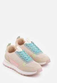 Born2be - Beżowe Sneakersy z Siateczką i Antypoślizgową Podeszwą Katala. Okazja: na spacer, na co dzień. Kolor: beżowy. Materiał: jeans. Sport: turystyka piesza #4