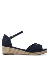 TOMMY HILFIGER - Tommy Hilfiger Espadryle Rope Wedge Sandal T3A7-32185-0048 S Granatowy. Kolor: niebieski. Materiał: materiał