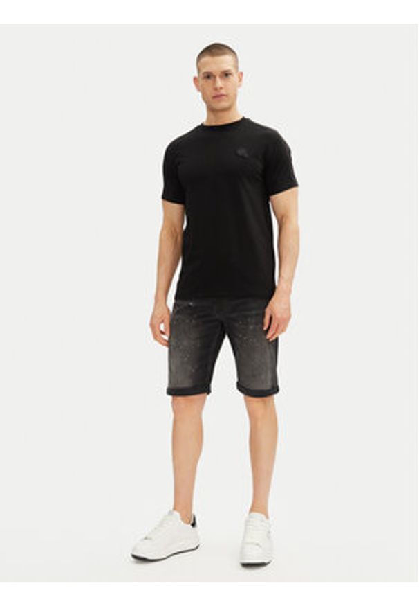 Karl Lagerfeld - KARL LAGERFELD T-Shirt 755053 552221 Czarny Regular Fit. Typ kołnierza: dekolt w karo. Kolor: czarny. Materiał: bawełna