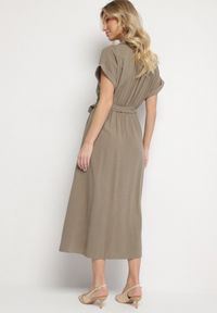 Born2be - Zielona Sukienka z Bawełny o Koszulowym Kroju z Wiązanym Paskiem Elanitiela. Okazja: na co dzień. Kolor: zielony. Materiał: bawełna. Długość rękawa: krótki rękaw. Typ sukienki: koszulowe. Styl: casual, elegancki #6