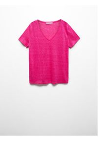mango - Mango T-Shirt Linito 67006318 Różowy Relaxed Fit. Kolor: różowy. Materiał: len