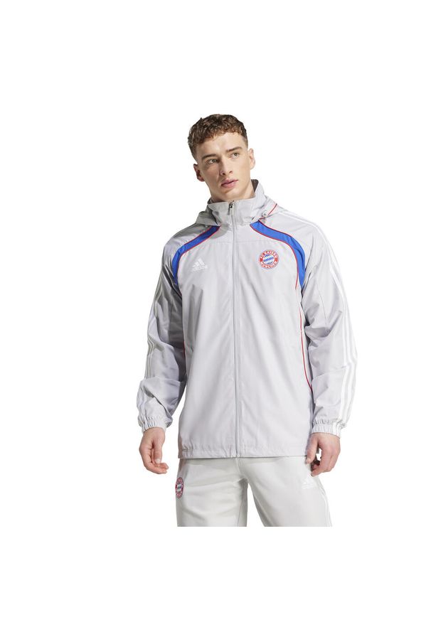 Adidas - Dres z kapturem Bayern Munich Ubp Wb Tmlggr 2024/25. Kolor: szary, wielokolorowy, biały. Materiał: dresówka. Sport: piłka nożna