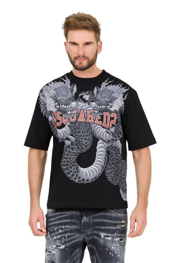 DSQUARED2 Czarny męski t-shirt Loose Fit Tee, Rozmiar M. Kolor: czarny