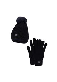 HEAT KEEPER - Damski Zimowy Zestaw Termiczny - Czapka + Rękawiczki - Granatowy. Kolor: niebieski. Materiał: poliester. Sezon: zima. Styl: sportowy #1