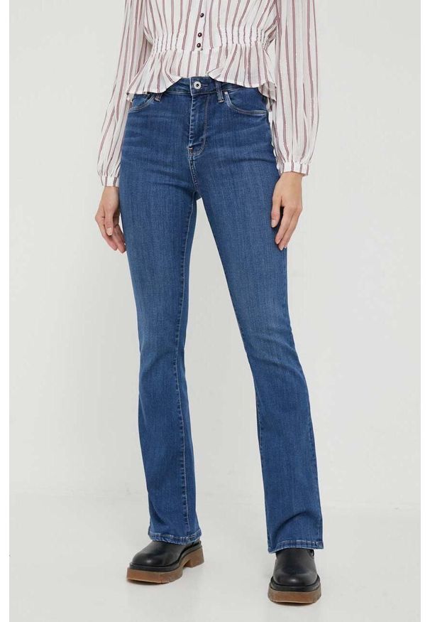Pepe Jeans jeansy Dion Flare damskie high waist. Stan: podwyższony. Kolor: niebieski