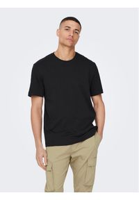 Only & Sons T-Shirt 22025208 Czarny Regular Fit. Kolor: czarny. Materiał: bawełna