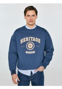 Big-Star - Bluza męska z nadrukiem niebieska Leonar 402. Okazja: na co dzień, do pracy. Kolor: niebieski. Materiał: dzianina, jeans, materiał. Wzór: nadruk. Styl: casual, klasyczny #1