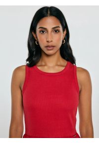 Big-Star - Sukienka damska midi bawełniana czerwona Kamasi 603. Okazja: na co dzień. Kolor: czerwony. Materiał: bawełna. Długość rękawa: na ramiączkach. Styl: casual. Długość: midi #6