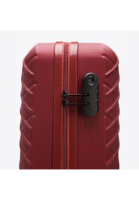 Wittchen - Walizka kabinowa z ABS-u w ukośną kratkę bordowa. Kolor: czerwony. Materiał: guma. Wzór: kratka. Styl: elegancki #8