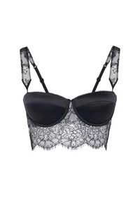 Intica - Braletka z koronką i regulowanymi ramiączkami Wava. Kolor: czarny. Materiał: koronka. Wzór: koronka #1