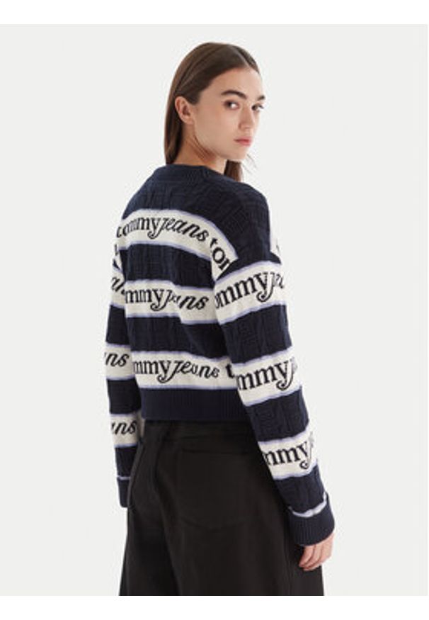 Tommy Jeans Sweter DW0DW21682 Granatowy Regular Fit. Kolor: niebieski. Materiał: bawełna