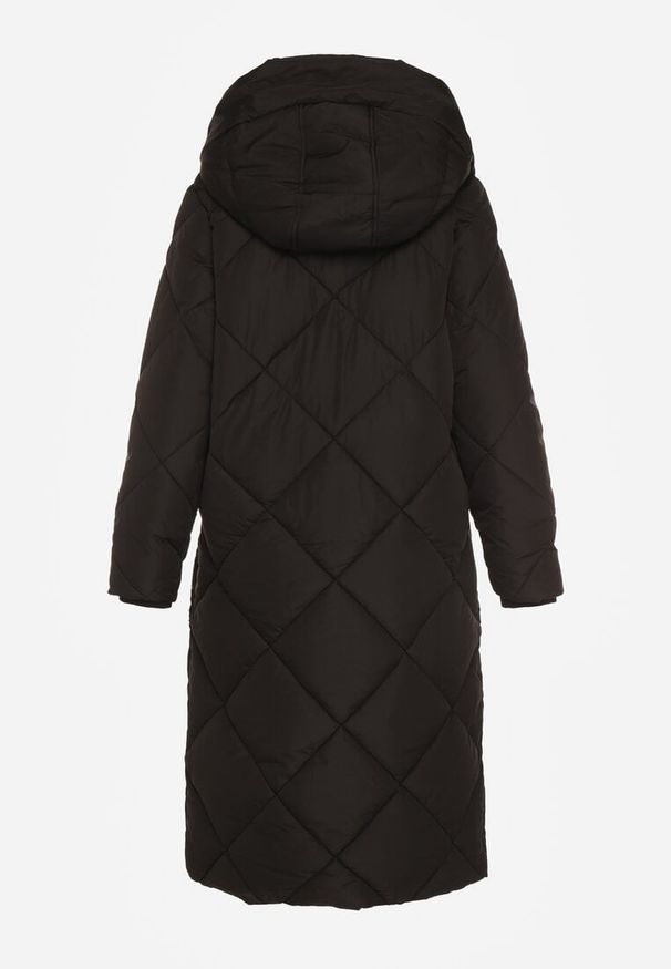 Born2be - Czarna Kurtka z Geometrycznym Pikowaniem Johnatta. Kolor: czarny. Wzór: geometria