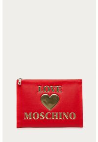 Love Moschino - Kosmetyczka. Kolor: czerwony. Materiał: syntetyk, materiał. Wzór: aplikacja #1