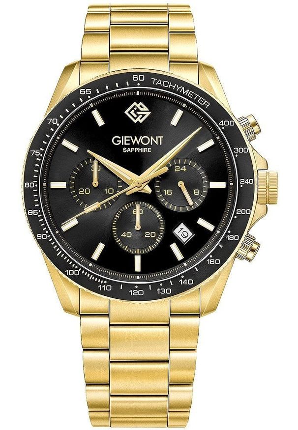 Zegarek Giewont Zegarek Męski Chronograph Sapphire Złoto Czarny GW3520-B4. Kolor: złoty, wielokolorowy, czarny