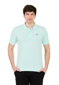 La Martina - LA MARTINA Miętowe męskie polo z małym logo, Rozmiar L. Typ kołnierza: polo. Kolor: zielony #3