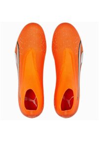 Buty piłkarskie Puma Ultra Match+ Ll FG/AG M 107243 01 pomarańczowe pomarańcze i czerwienie. Kolor: pomarańczowy. Szerokość cholewki: normalna. Sport: piłka nożna